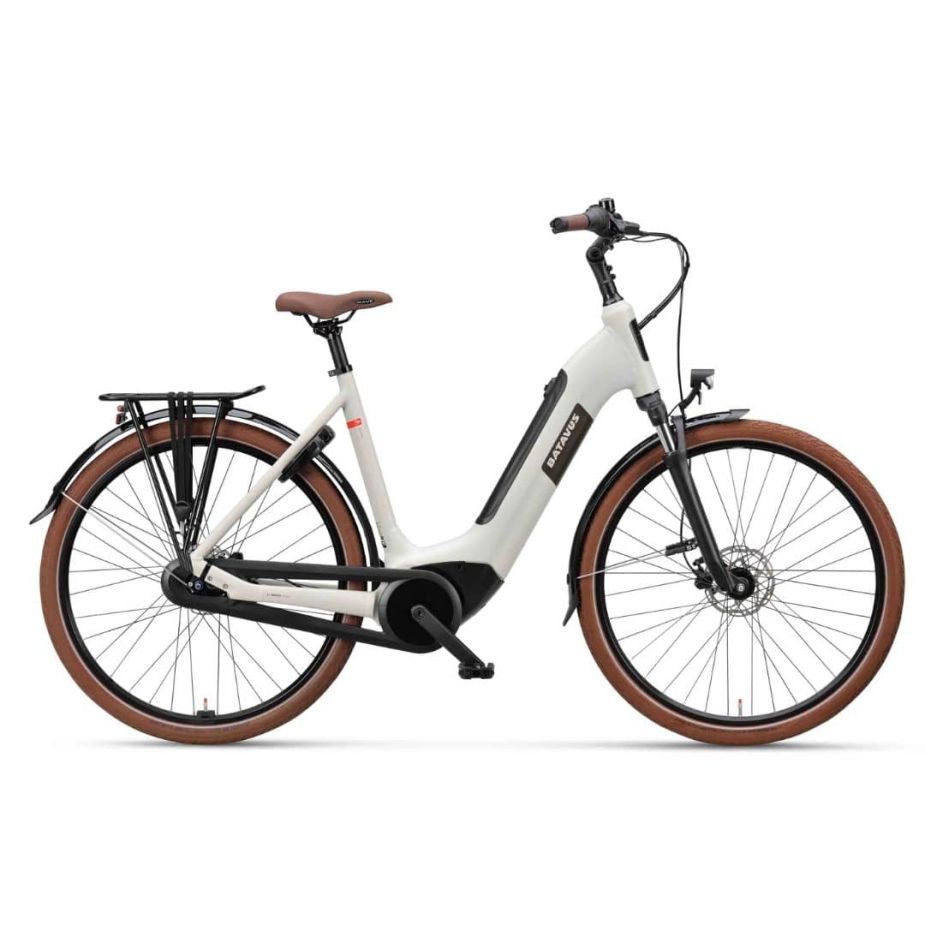 Batavus Altura E-go Power BES3 2025 Damesfiets in Lichtgrijs Mat met 7 Versnellingen
